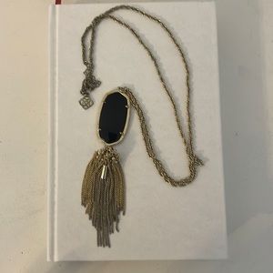 Rayne gold long pendant necklace in black